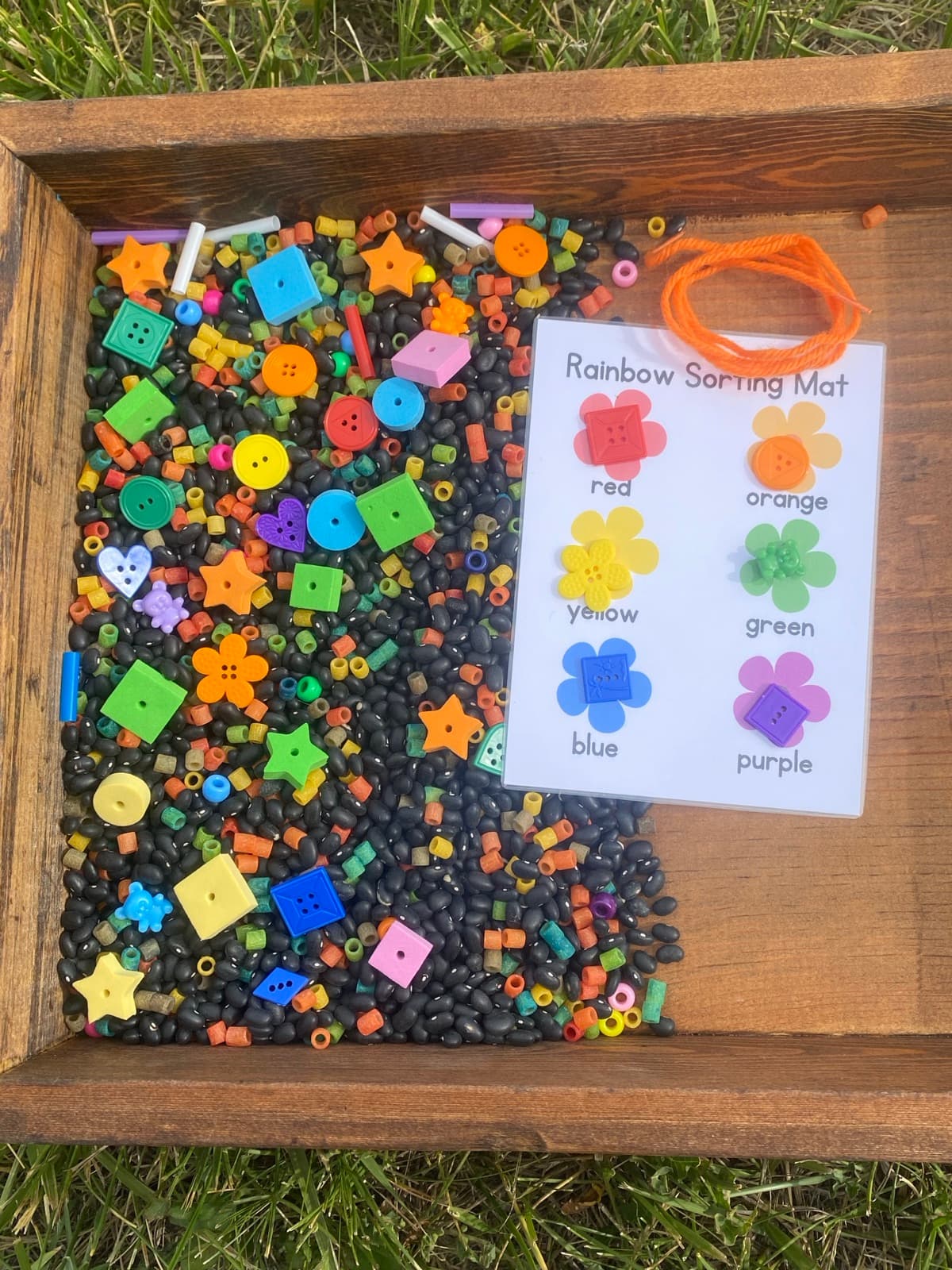 Rainbow Shapes sensory bin